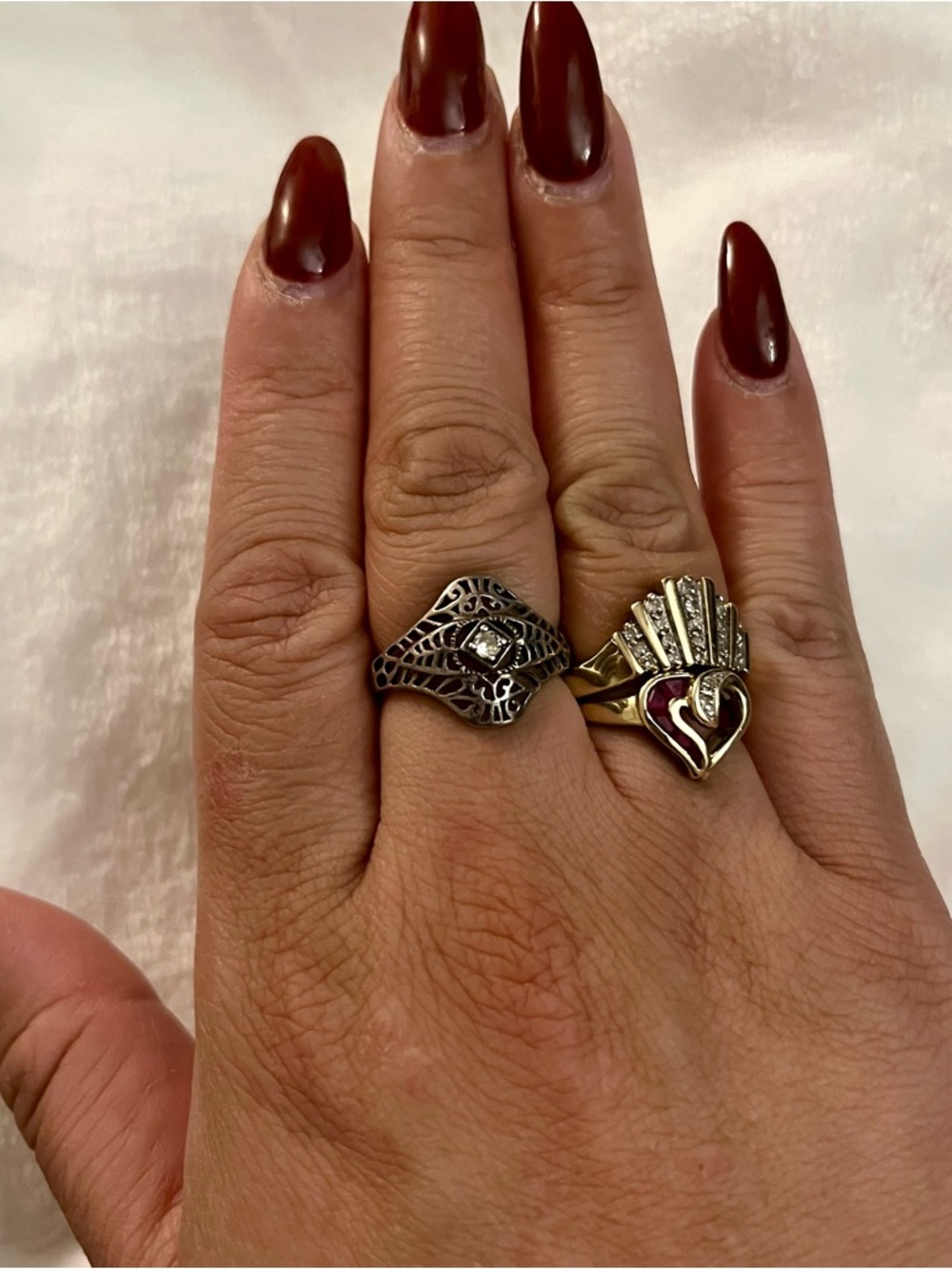 Vintage Sterling Solver Avon Filigree CZ Ring Sz 8 - Picture 8 of 8